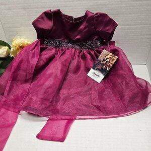 New Dimples Los Angeles Apparel Baby Infant Girl Plumb Purple Red Beaded Dress